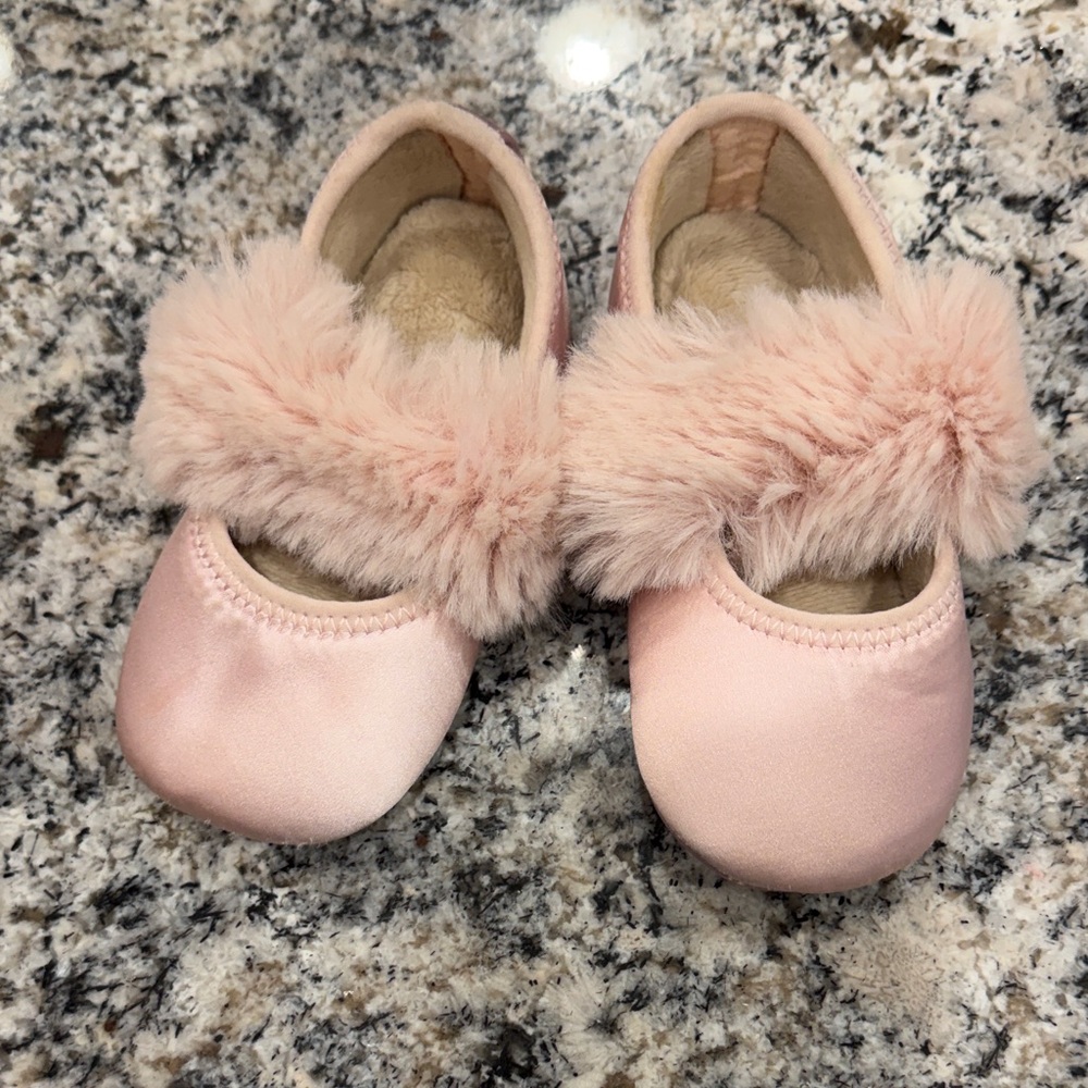Ugg Soft Pink Furry Baby Slippers